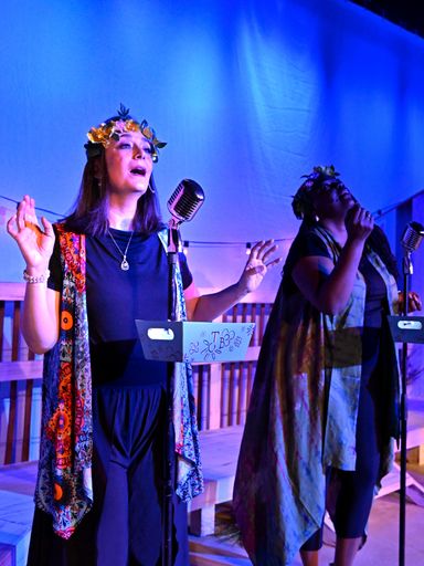 Erika Amato and the cast of The Biknis musical